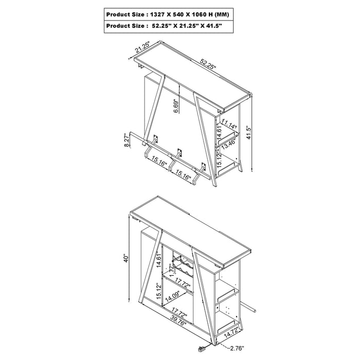 Katia - Wine Cabinet With LED Home Bar, 12 Bottle Storage - Gloss White