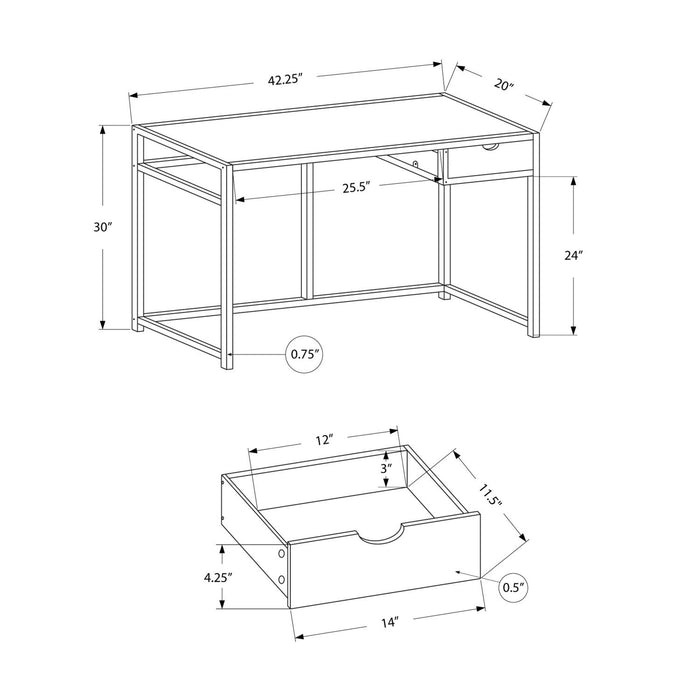 Computer Desk For Home Office, Laptop, 1 Storage Drawer, Contemporary & Modern