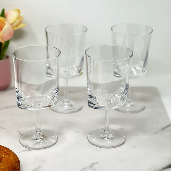 Leadingware Oval Halo Plastic Wine Glasses (Set of 4)