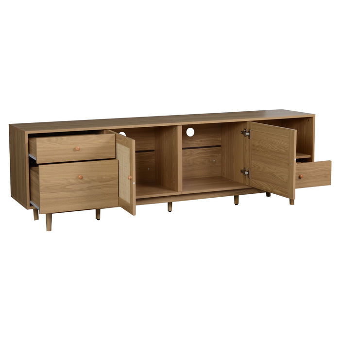 TV Stand With Doors - Natural