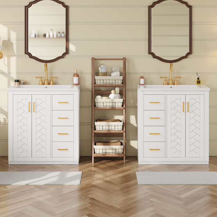 Bathroom Vanity Set With Sink, Storage Cabinet With Drawers & Soft Closing Doors