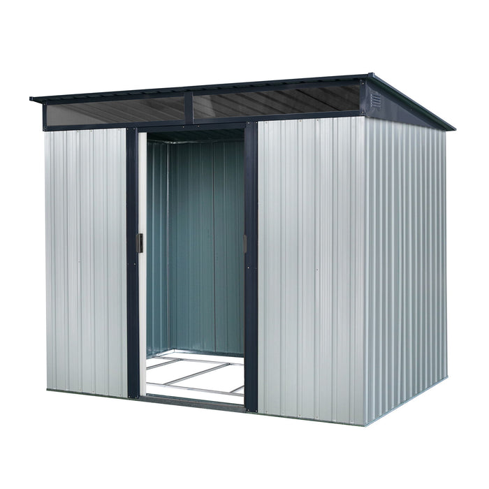Outdoor Metal Storage Shed And Transparent Plate For Garden, Lawn