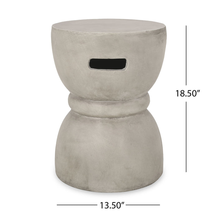 Outdoor Side Table With Hourglass Shape - Gray