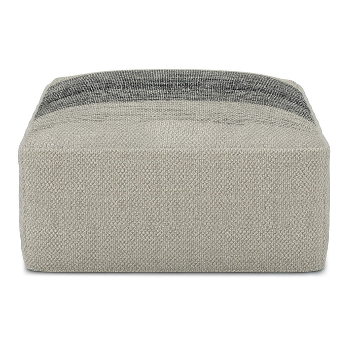 Sabella - Square Woven Outdoor / Indoor Pouf - Gray / White