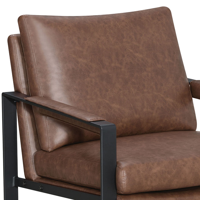 Starkston - Upholstered Track Arm Accent Chair - Brown