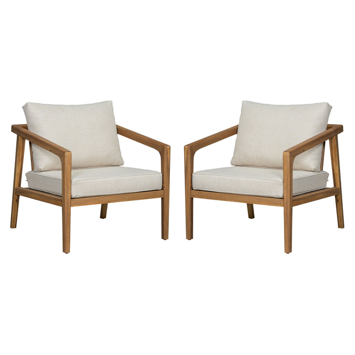 Westin - Outdoor Acacia Wood Club Chair (Set of 2) - Teak / Beige