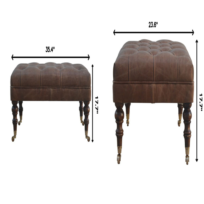 Buffalo - Leather Ottoman With Castor Legs