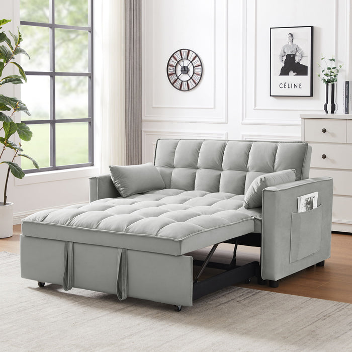 Modern Convertible Velvet Futon Loveseat With Sleeper Bed Function