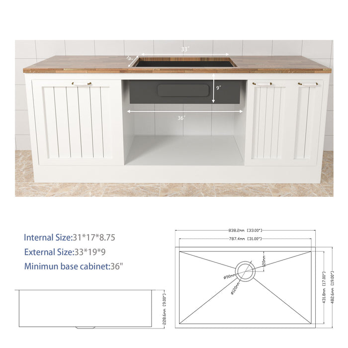 Modern Style Undermount Sink With Stainless Steel, Deep Single Bowl