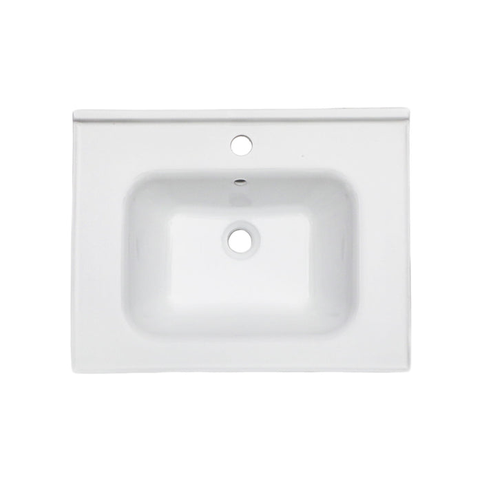 Rectangular Single Vanity Top With 1 Faucet Hole And Overflow Ceramic