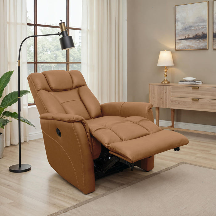 Oslo - Power Recliner With Manual Adjustable Headrest And Power Footrest - Brown