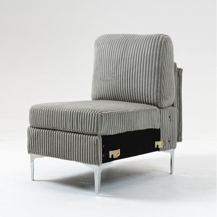 Single Couch Modular Armless Accent Chair With Back Cushion