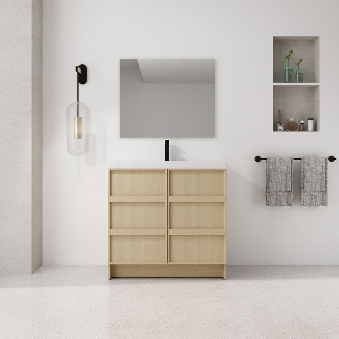 Freestanding Bathroom Vanity With Sink & 2 Soft Close Cabinet Doors