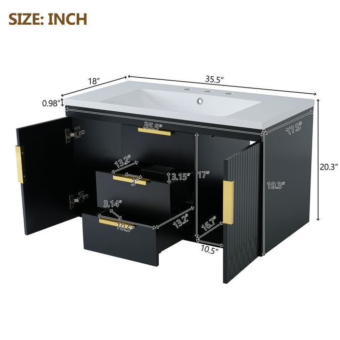 Wall Mounted Bathroom Vanity With Sink, Floating Storage Cabinet With 2 Drawers