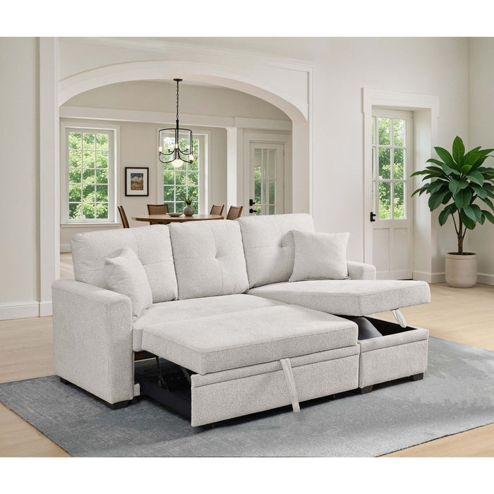 Upholstered Sectional With Pull Out Bed And Chaise Storage