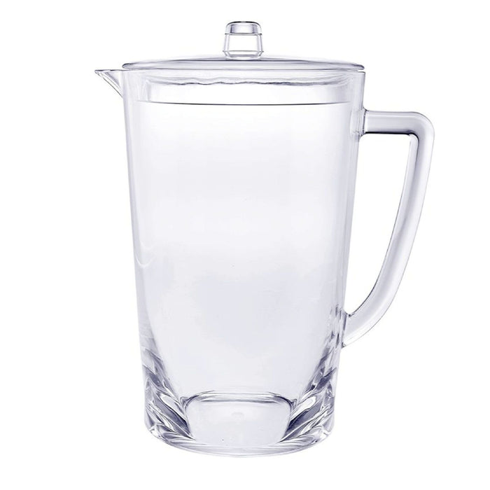 Halo - Oval Design Unbreakable Plastic Water Pitcher With Lid Acrylic, 2.75 Quarts - Clear