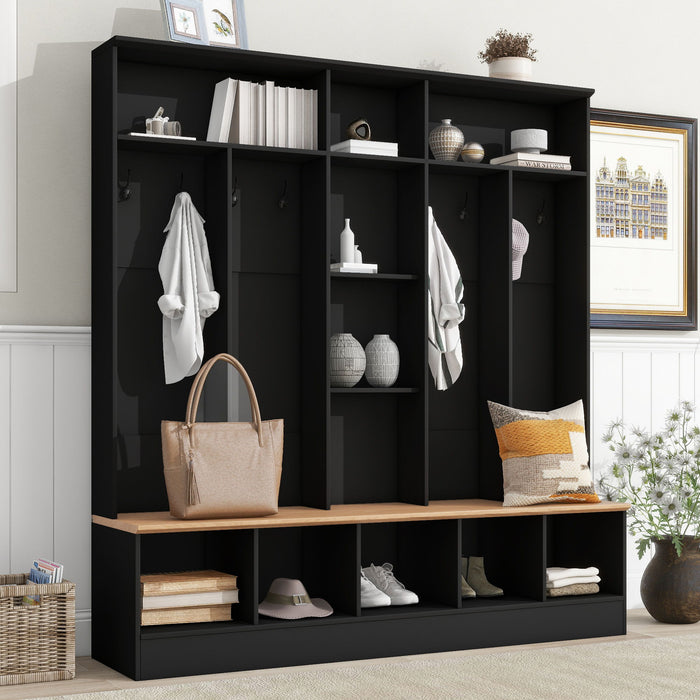 Minimalist Shoe Cabinet With Cube Storage & Shelves