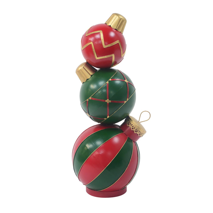 Classic Stacked Christmas Ball Decoration With Durable Construction - Red