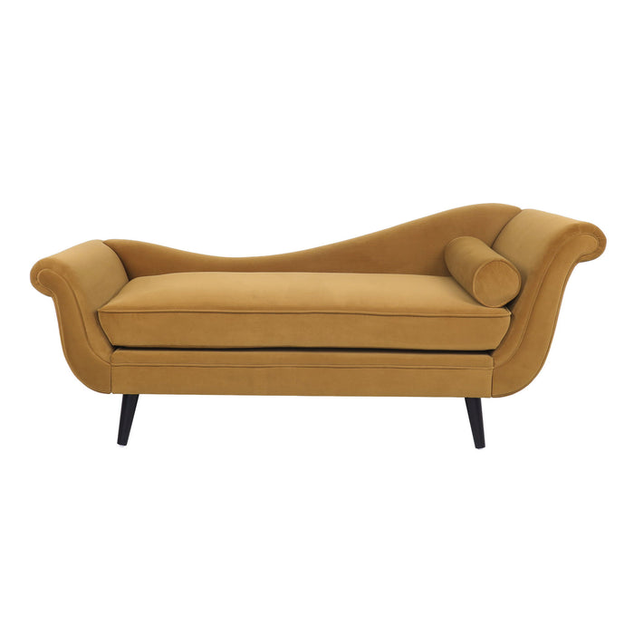 Auroral - Velvet Upholstered Chaise Lounge With Scrolled Arms And Tapered Legs