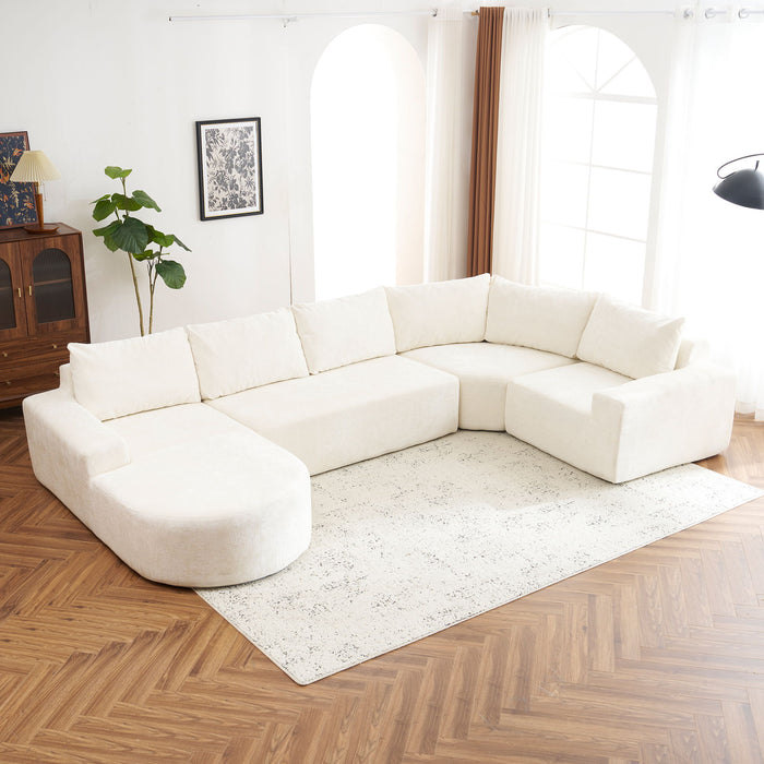 U-Shaped Oversized Modular Cloud Sectional Sofa With Deep Seat For Living Room