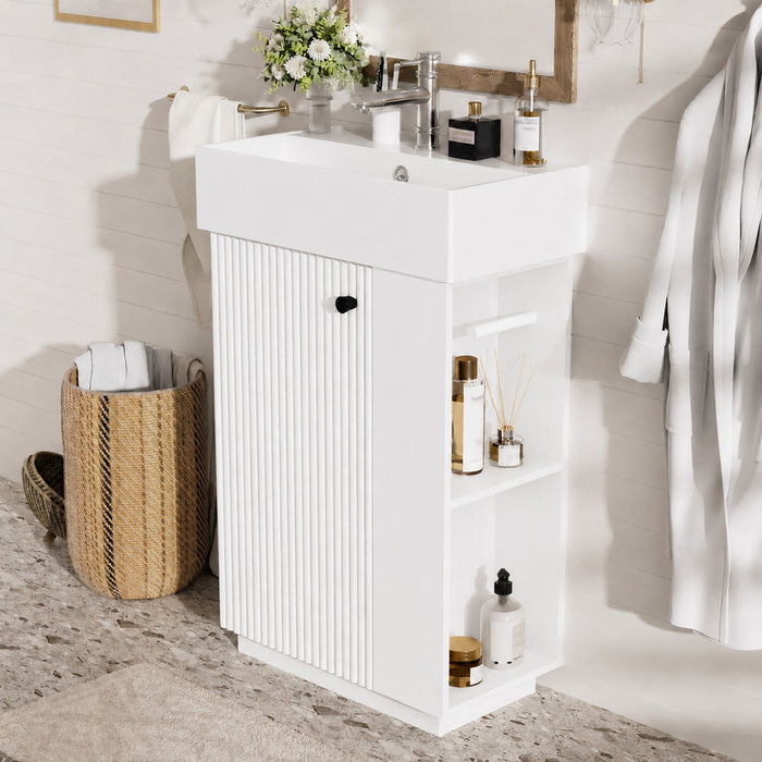 Bathroom Vanity With Sink, Freestanding Wood Grain Cabinet With Storage