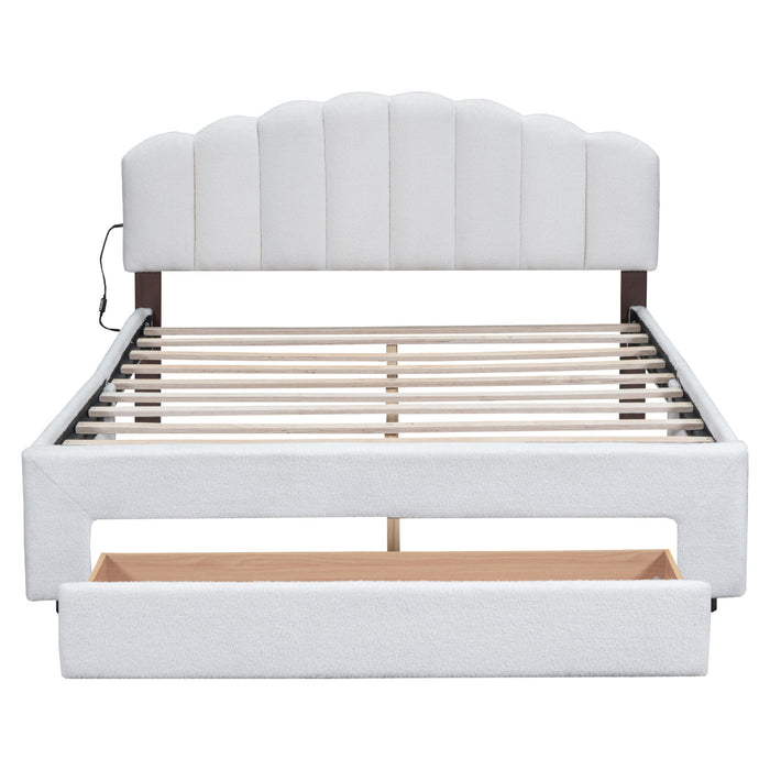 Upholstered Platform Bed With Drawer