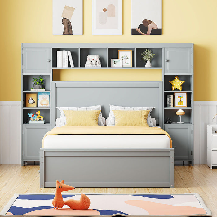 Bed With All In One Cabinet, Shelf And Sockets, Trundle