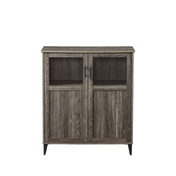 Modern Grooved Door Accent Cabinet
