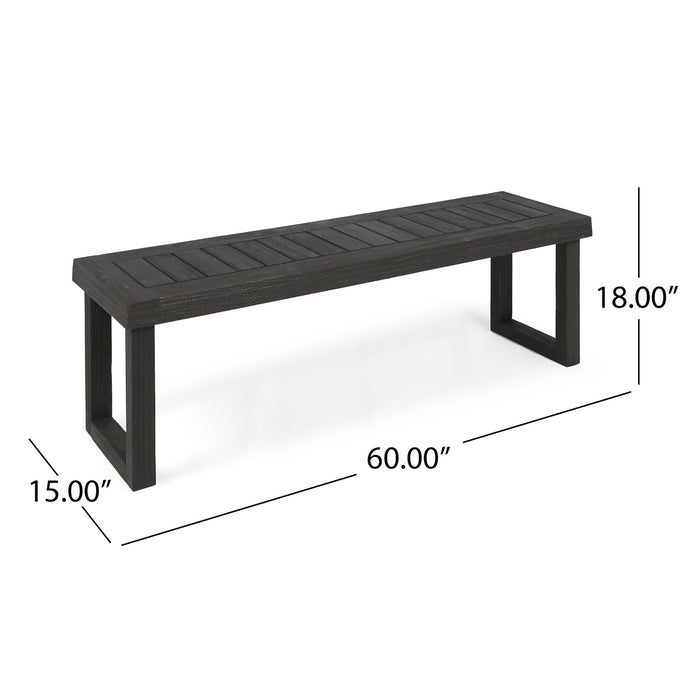 Realm - Outdoor Bench With Slat Panel Top And Base - Dark Gray
