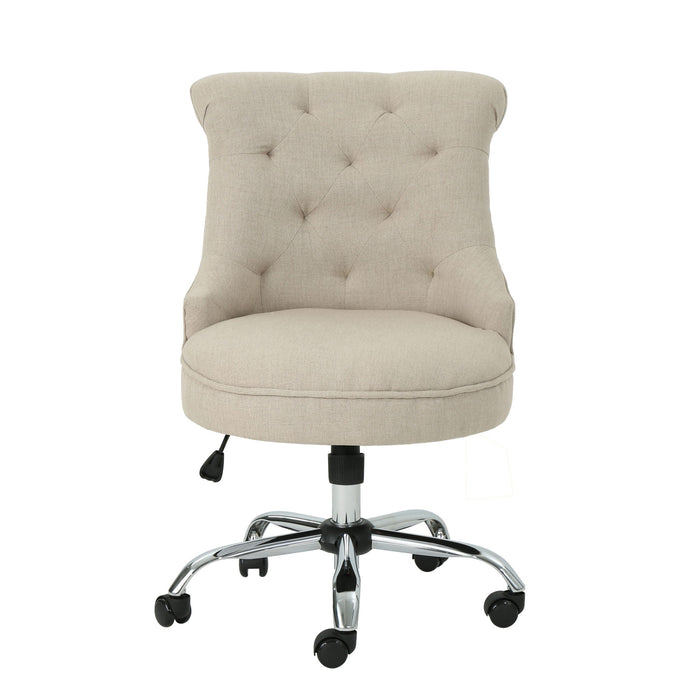 Fidelity - Upholstered Office Chair With Sloped Arms And Rolled Backrest - Wheat / Chrome