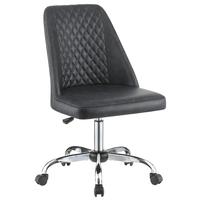 Adjustable Desk Chair With Diamond Tufted Backrest Base - Gray