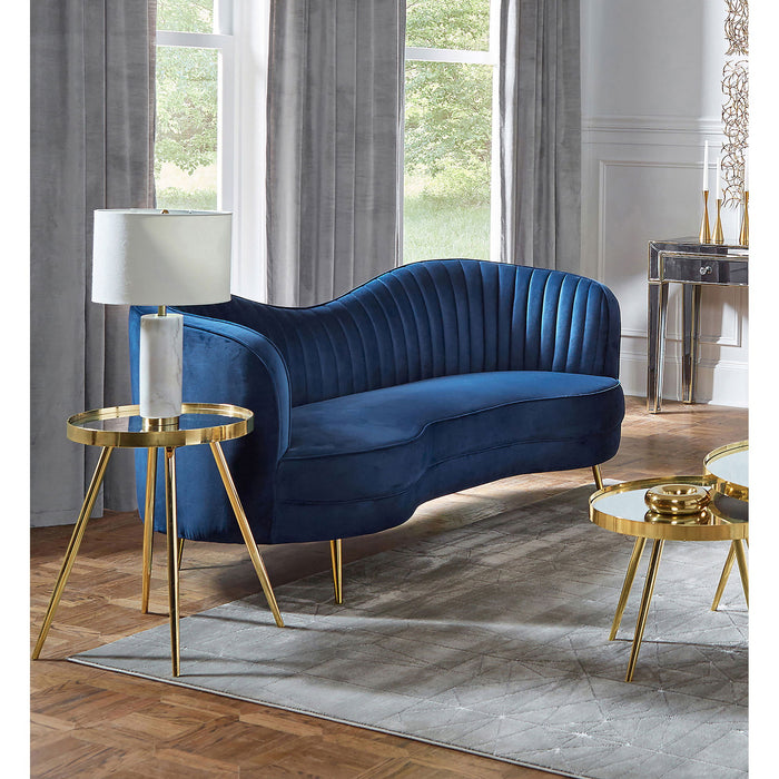Marsden - Upholstered Vertical Channel Tufted Loveseat Seating With Tapered Legs - Blue