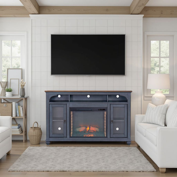 Fireplace TV Stand For TVs Up To 80" - Blue