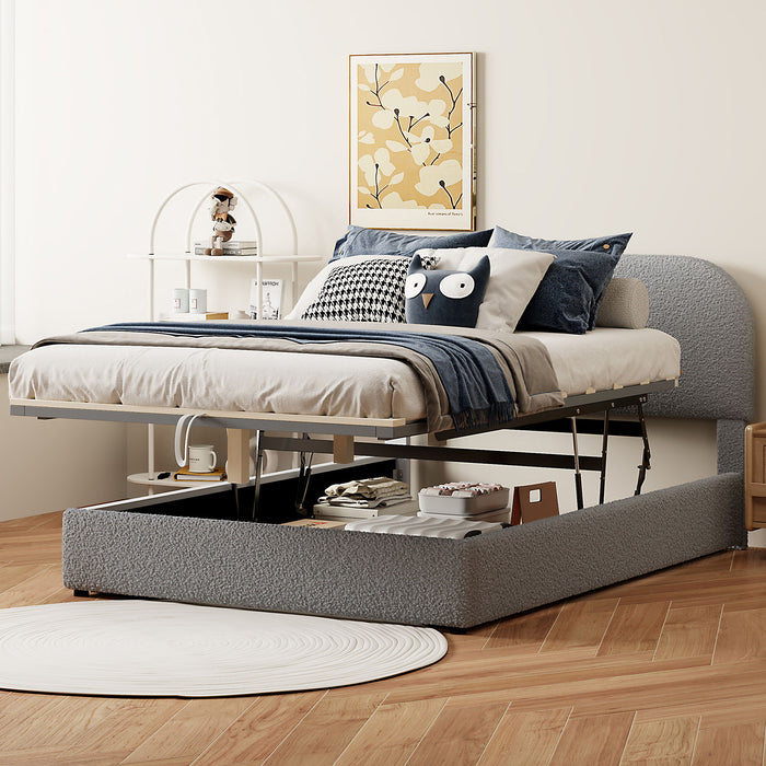 Upholstered Platform Bed With Hydraulic Storage System