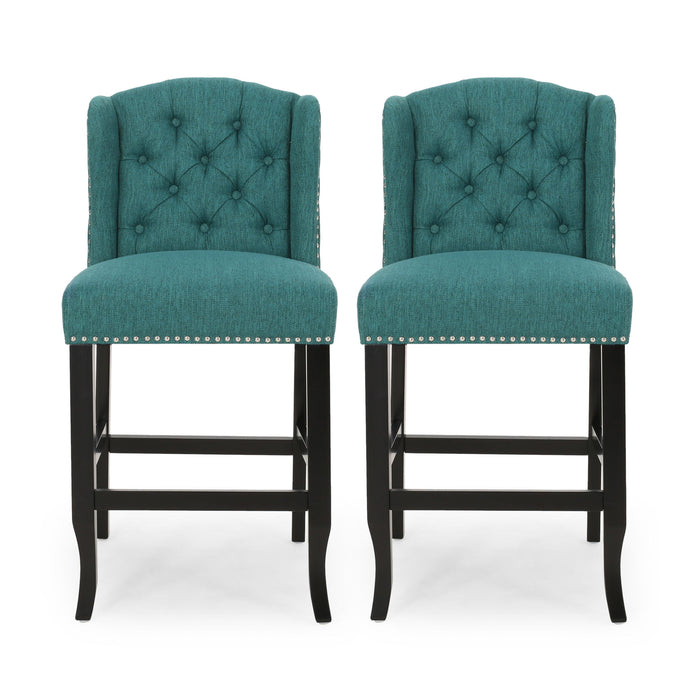 Vienna - Fabric Tufted Counter Stool With Nailhead Accents (Set of 2)