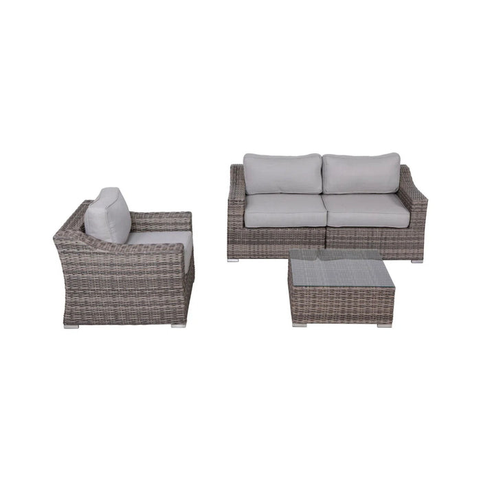 Outdoor Wicker Conversation Set With Cushions, All Weather