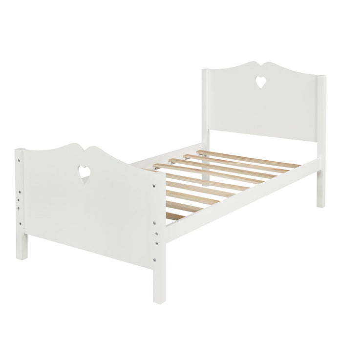Twin Platform Bed With Slat Support And Headboard And Footboard - White