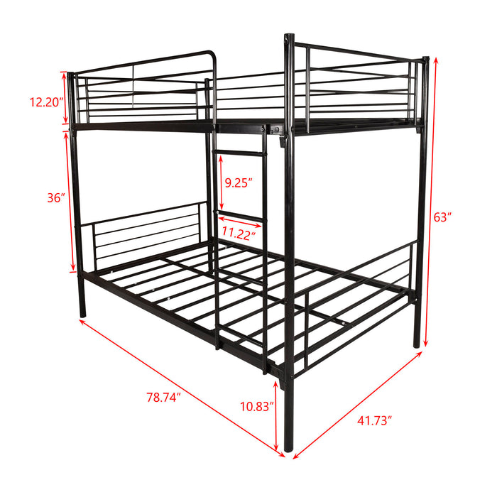 Space Saving Bunk Bed With Metal Frame And Ladder