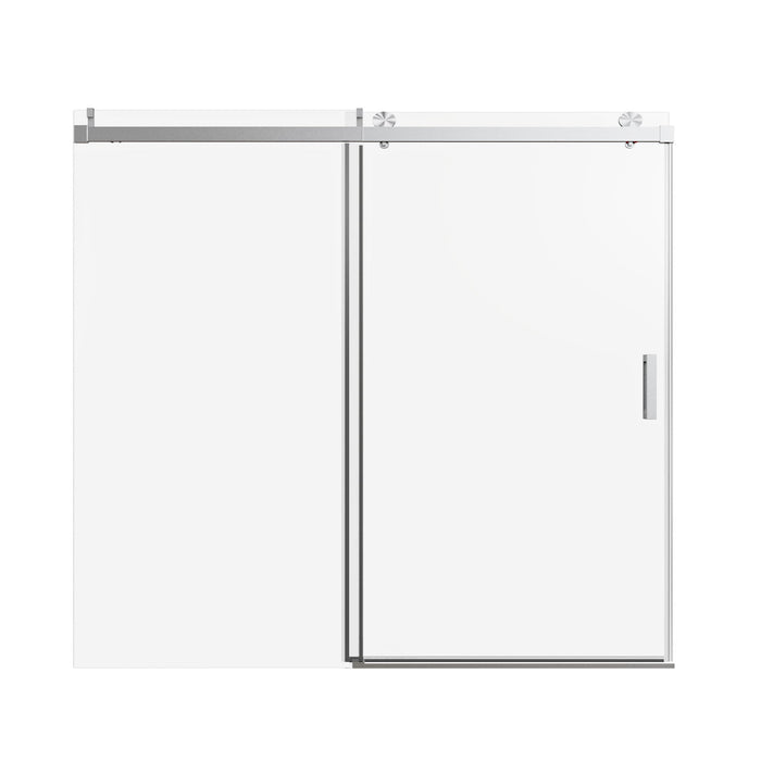 Frameless Single Sliding Soft Close Shower Doors, 3 / 8" Tempered Glass Reversible Installatio