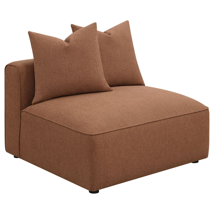 Colleen - Armless Chair With Pillows - Terracotta