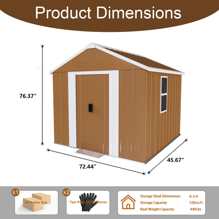 Heavy Duty Storage Shed With Windows, Lockable Door & Ventilation, Weatherproof Outdoor Garden Shed For Backyard - Brown