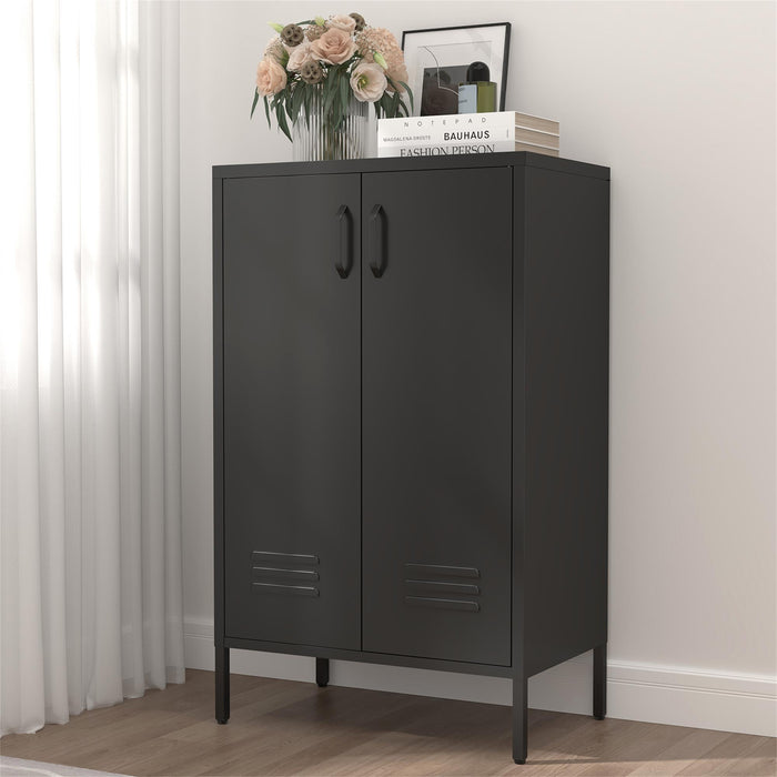 Suitable For Steel Storage Cabinets In Living Rooms, Kitchens, And Bedrooms, 2 Door Miscellaneous Storage Cabinet, Garage Tool Storage Cabinet, And Office File Cabinet 2 Movable Partitions - Black