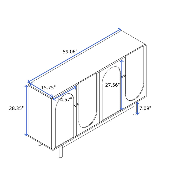 4 Door Storage Cabinet For Living Room - White