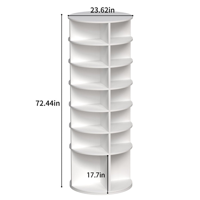 6 Tier Spinning Shoe Rack, Free Standing, 360° Revolving Shoe Organizer - White