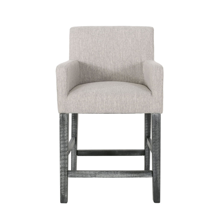 Charmed Upholstered Counter Stool With H Frame Base And Round Arms