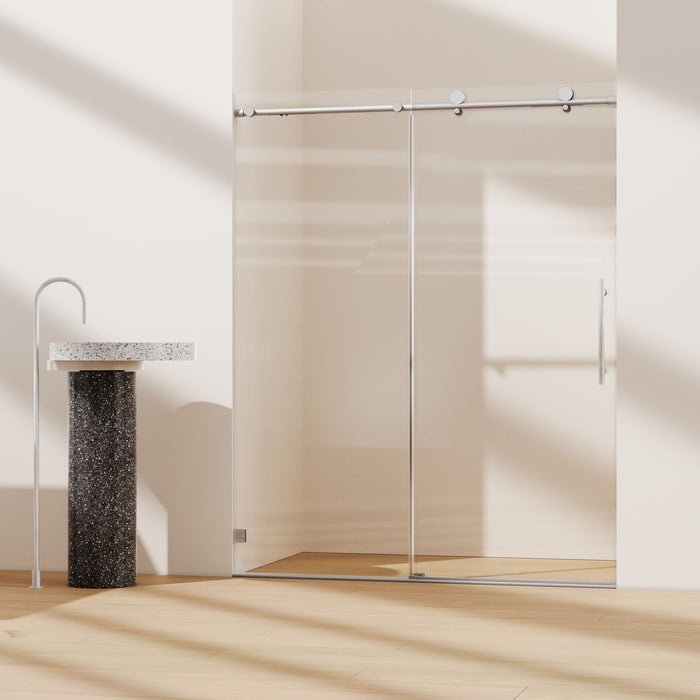 Frameless, Single Sliding Soft Close Shower Doors, 5/16" Sgcc Tempered Glass