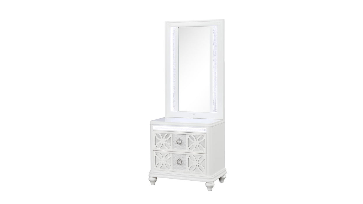Abigale - Nightstand Top Mirror With LED Lighting (Only Mirror Top) - White