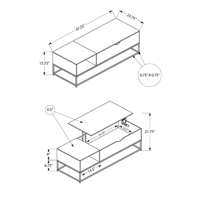 Coffee Table With Lift Top, Storage, Living Room Accent - Black
