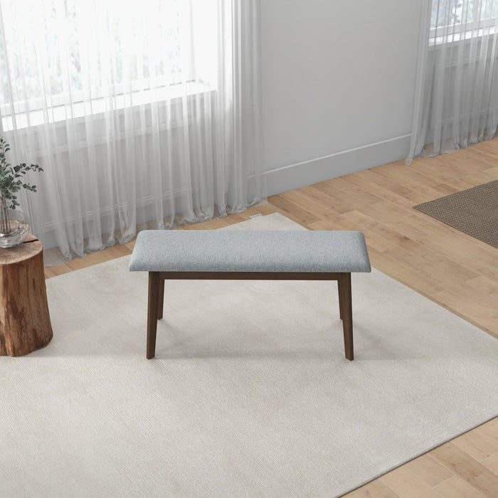 Carlos-Upholstered Solid Wood Bench - Gray