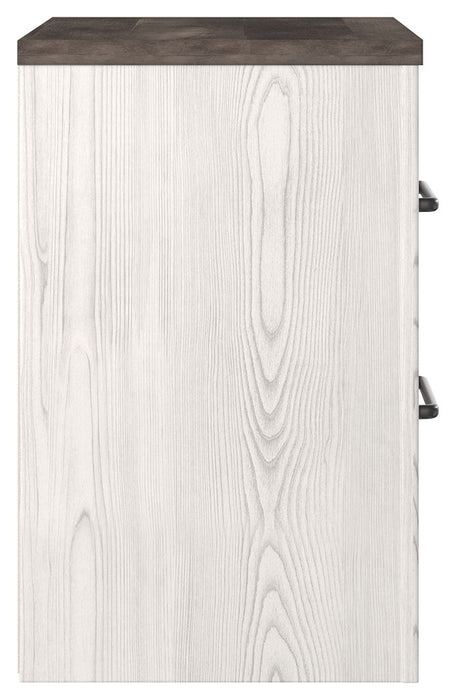 Gerridan - Blanco / Gris - Mesita de noche con dos cajones